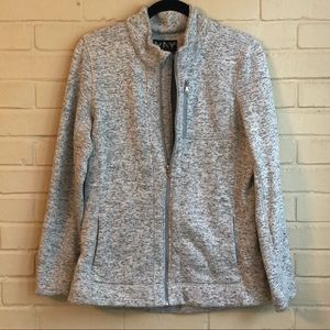 MNY Heather Gray Fleece Zip Up Jacket. Size L